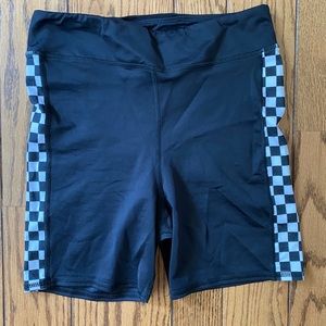 black checkered bike shorts